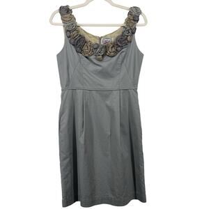 Baraschi Size 6 Babydoll Mini Dress Floral Fairy Gray Cotton Sleeveless Y2K